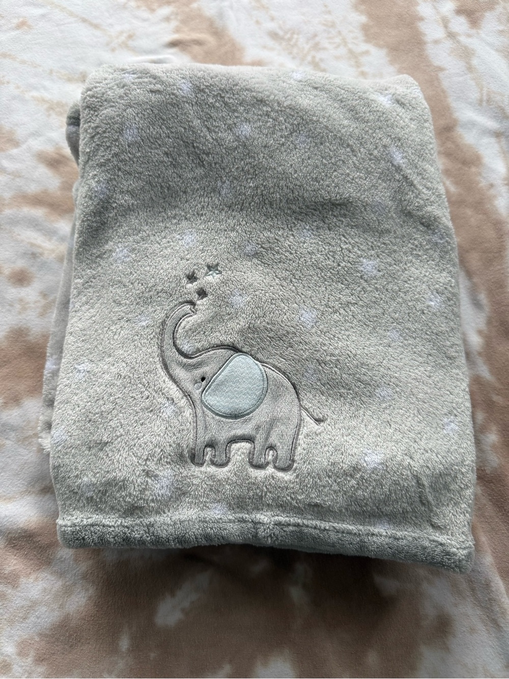Soft Grey Elephant Plush Baby Blanket